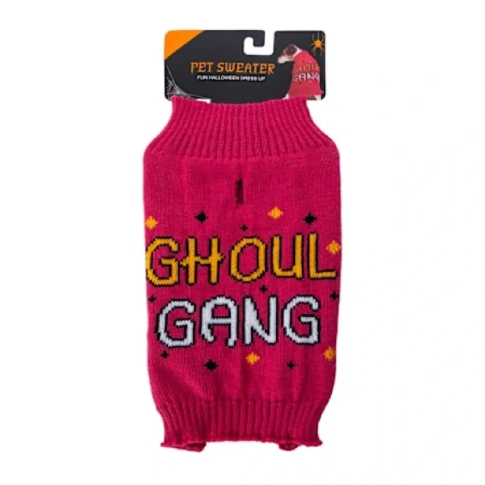 💖5 for $25💖 Large Halloween “Ghoul Gang” Pet Sweater – Pink Knit Dog Sweater NWT